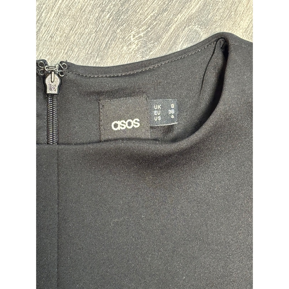 ASOS Black Pleated Wrap front sheath dress - Picture 3 of 10